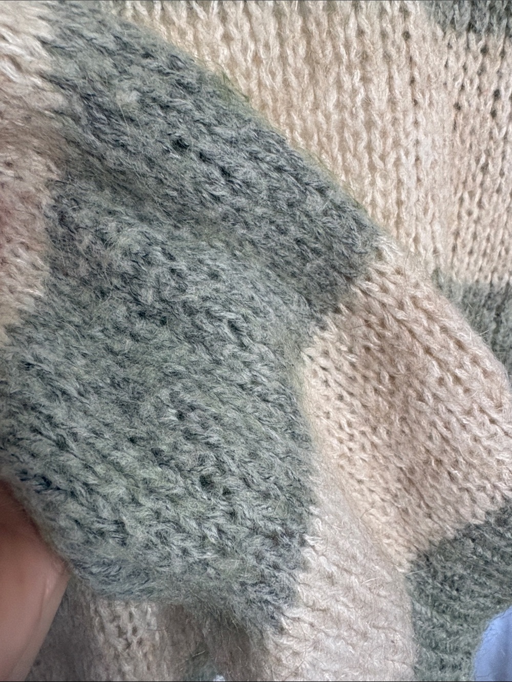Mohair Striped Green and Cream Cozy Knit Sweater - Picture 4 of 7
